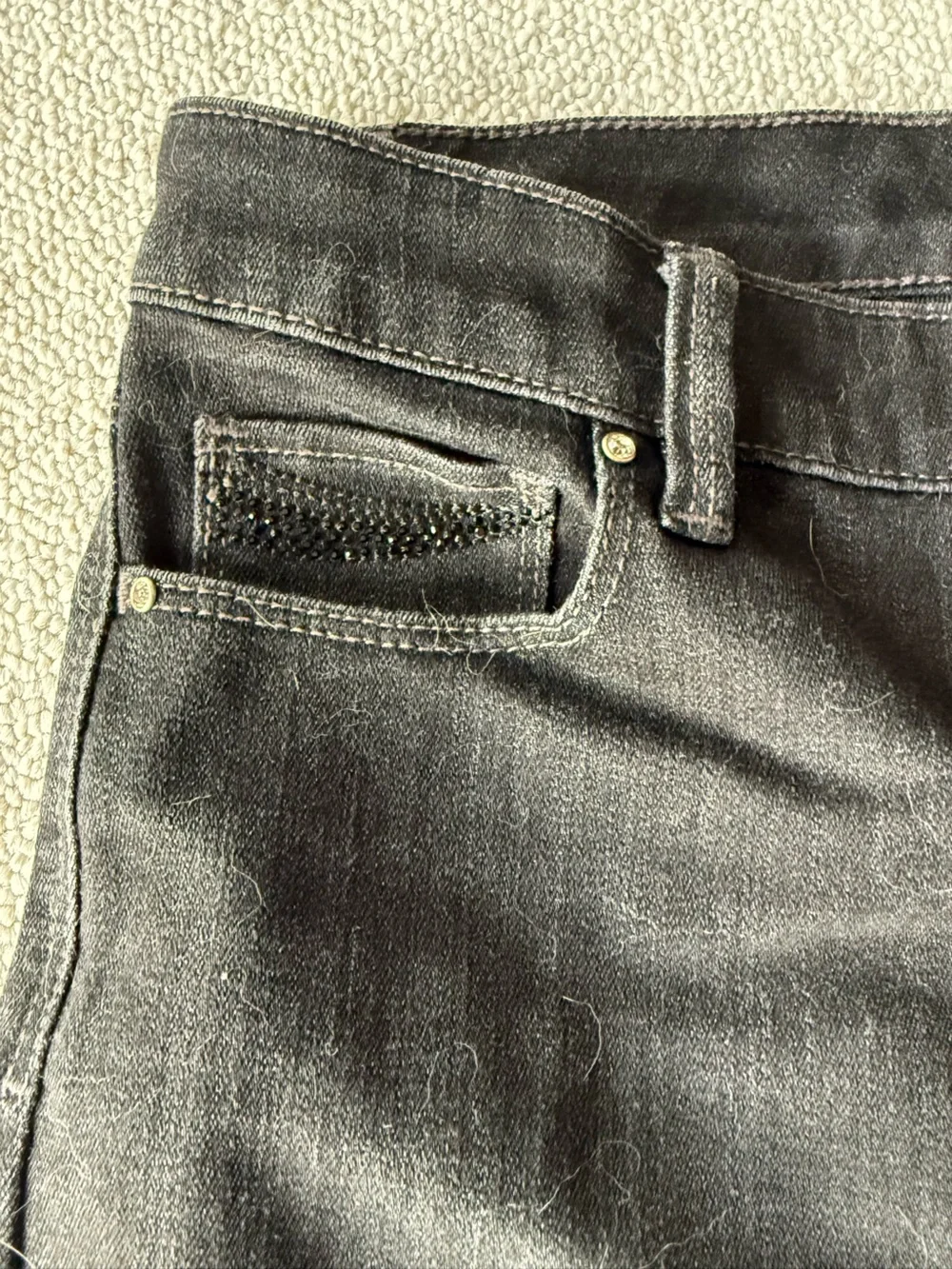 White House Black Market Black Slim Leg Jeans with Beaded Detail 4